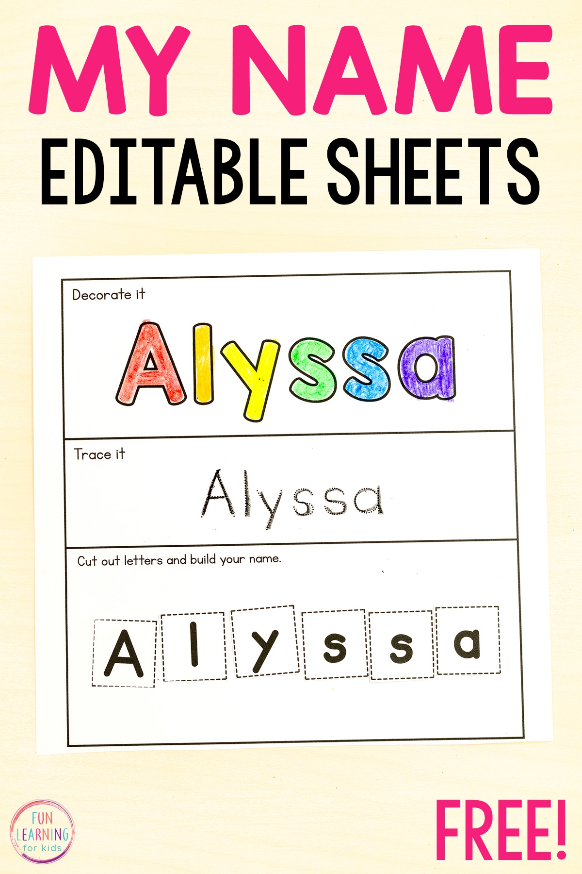 Printable My Name Is Worksheets