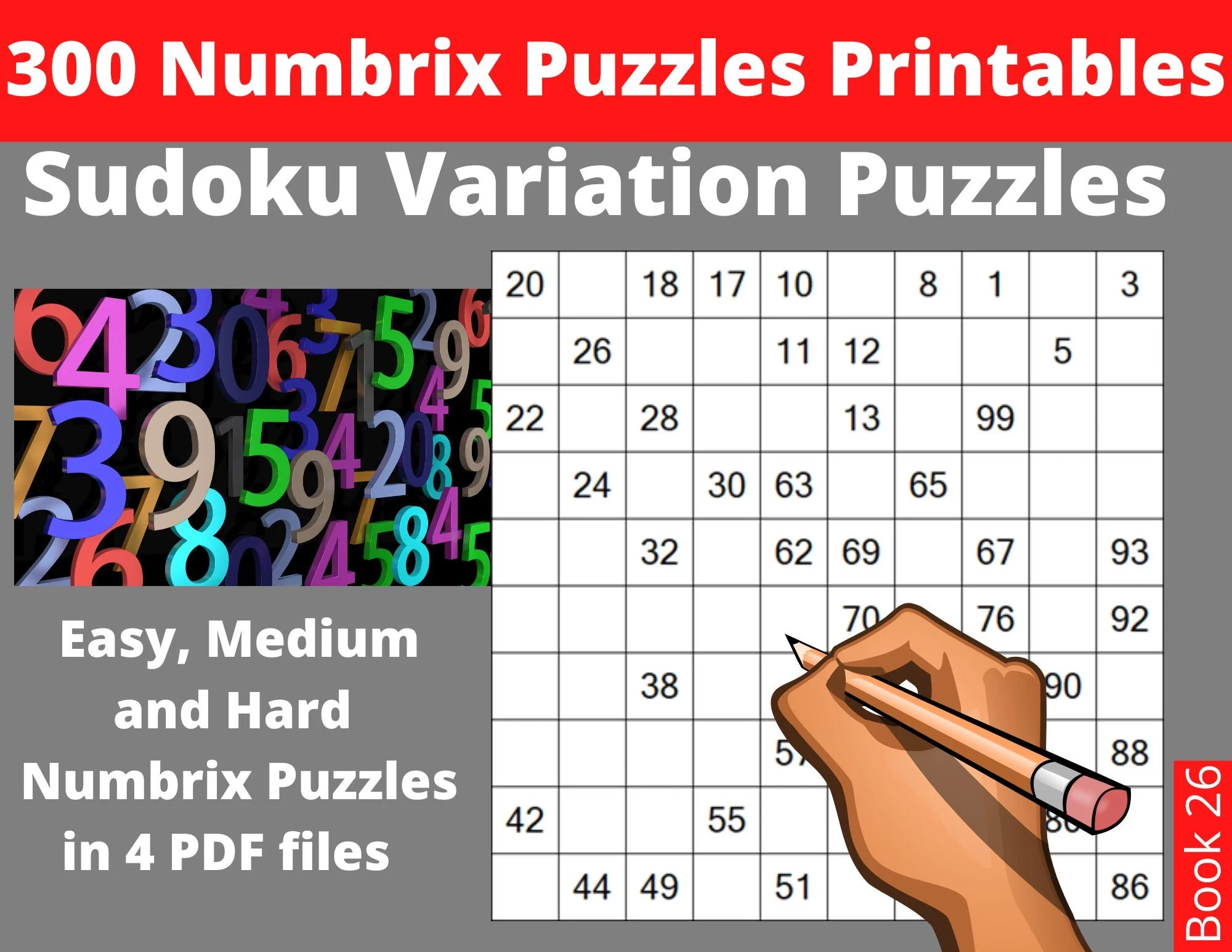 Einfache Mittlere Und Schwere Numbrix Puzzles Printable PDF 