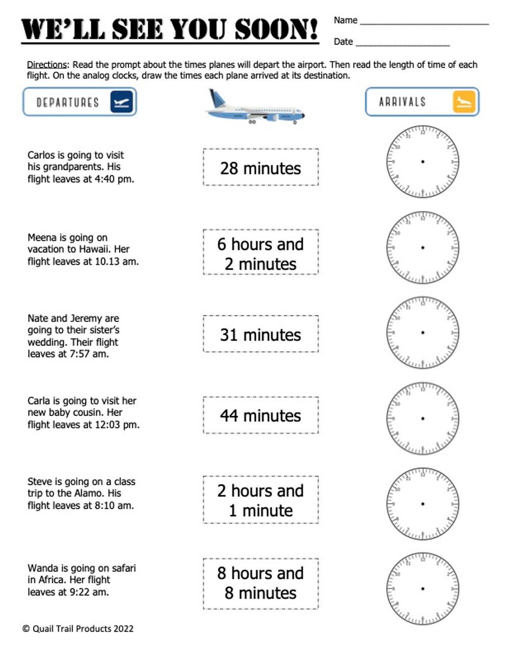 Free Printable Elapsed Time Worksheets