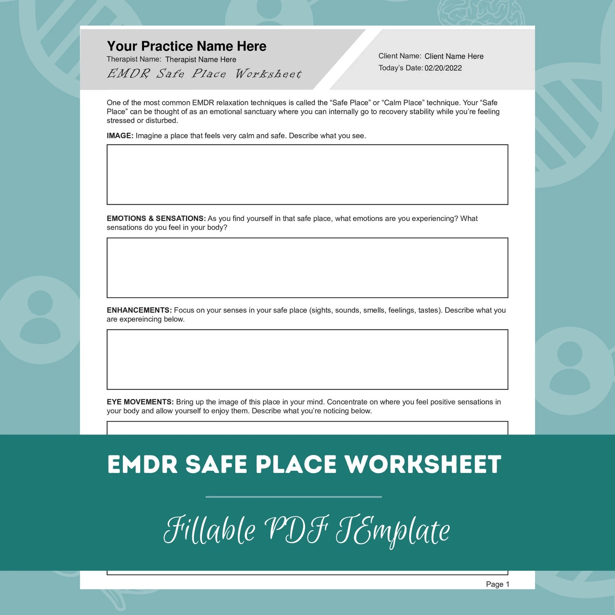 EMDR Safe Place Arbeitsblatt Bearbeitbare Ausf llbare PDF 