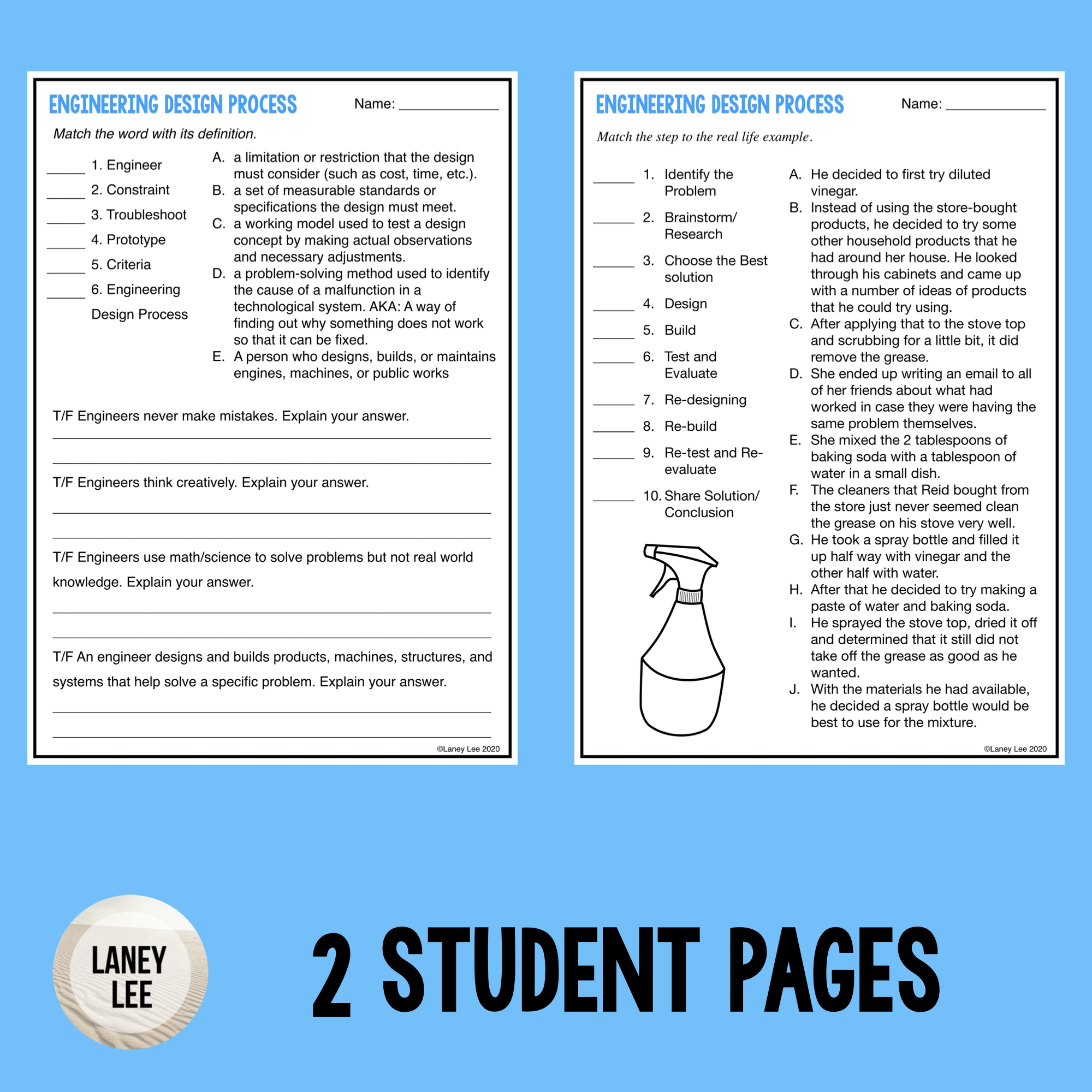 Engineering Design Process Reading Comprehension Worksheets Laney Lee
