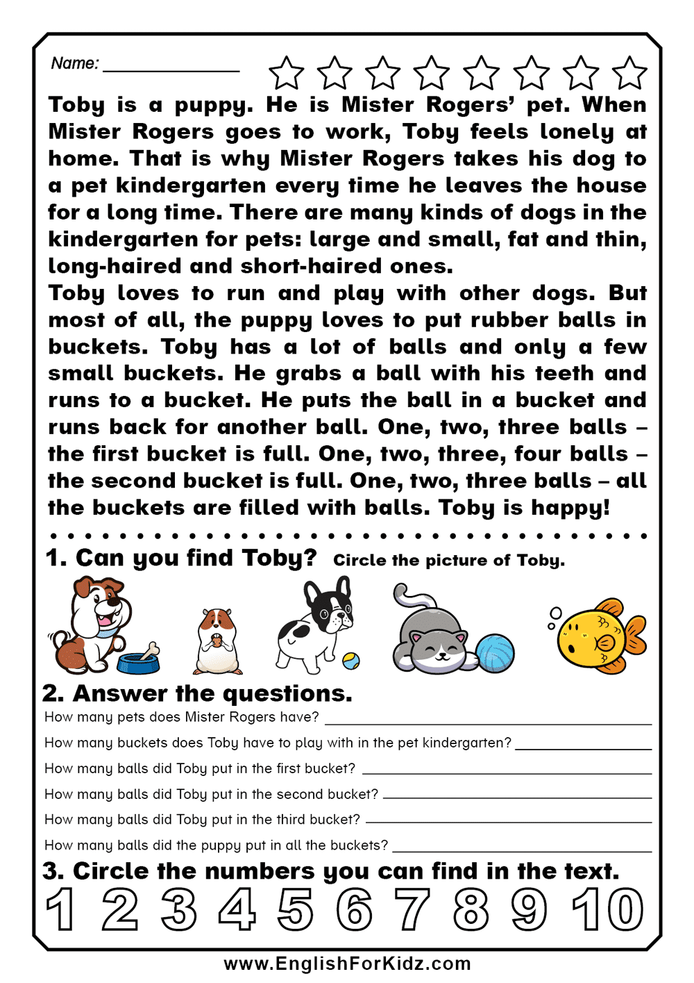 Printable Reading Comprehension Worksheets