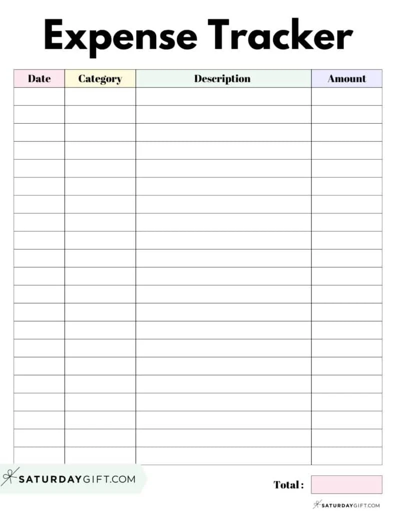Expense Worksheet Printable