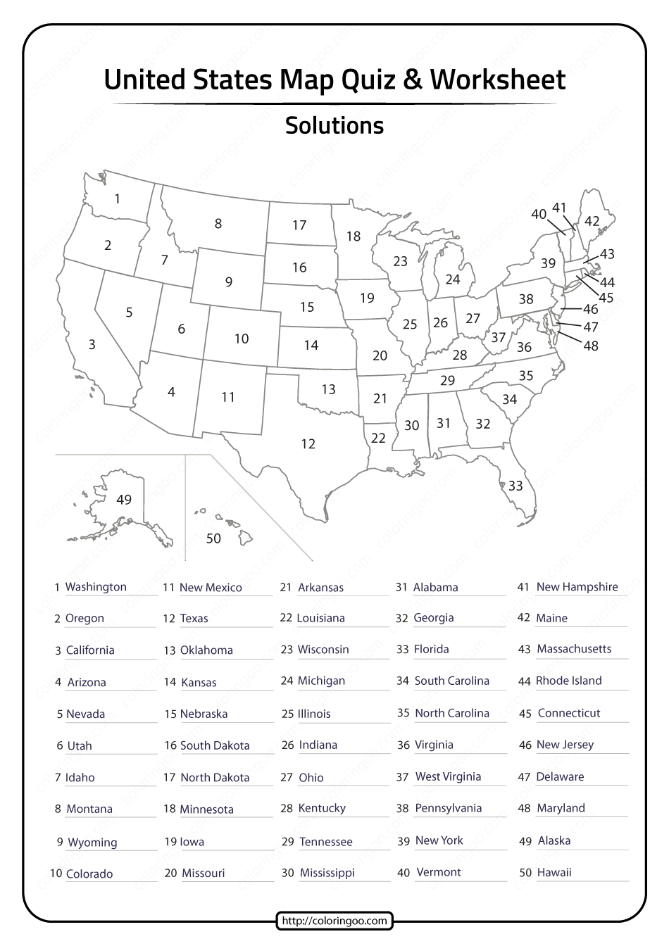 Us States Printable Worksheets