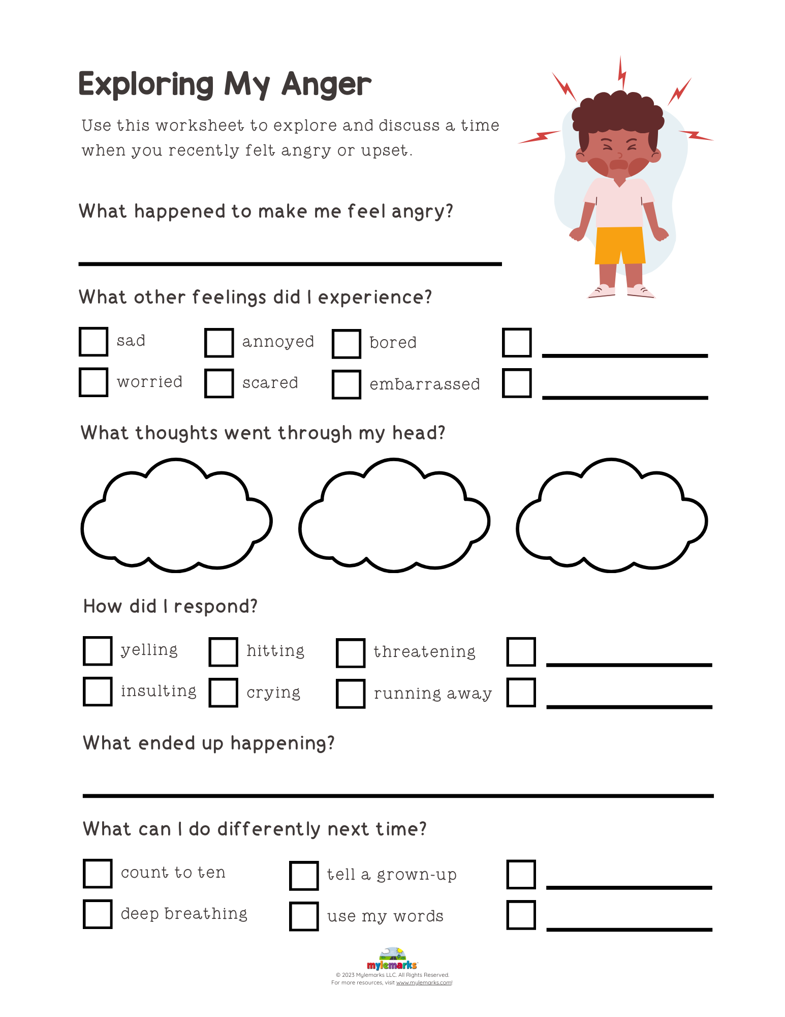 Free Printable Anger Management Worksheets For Youth