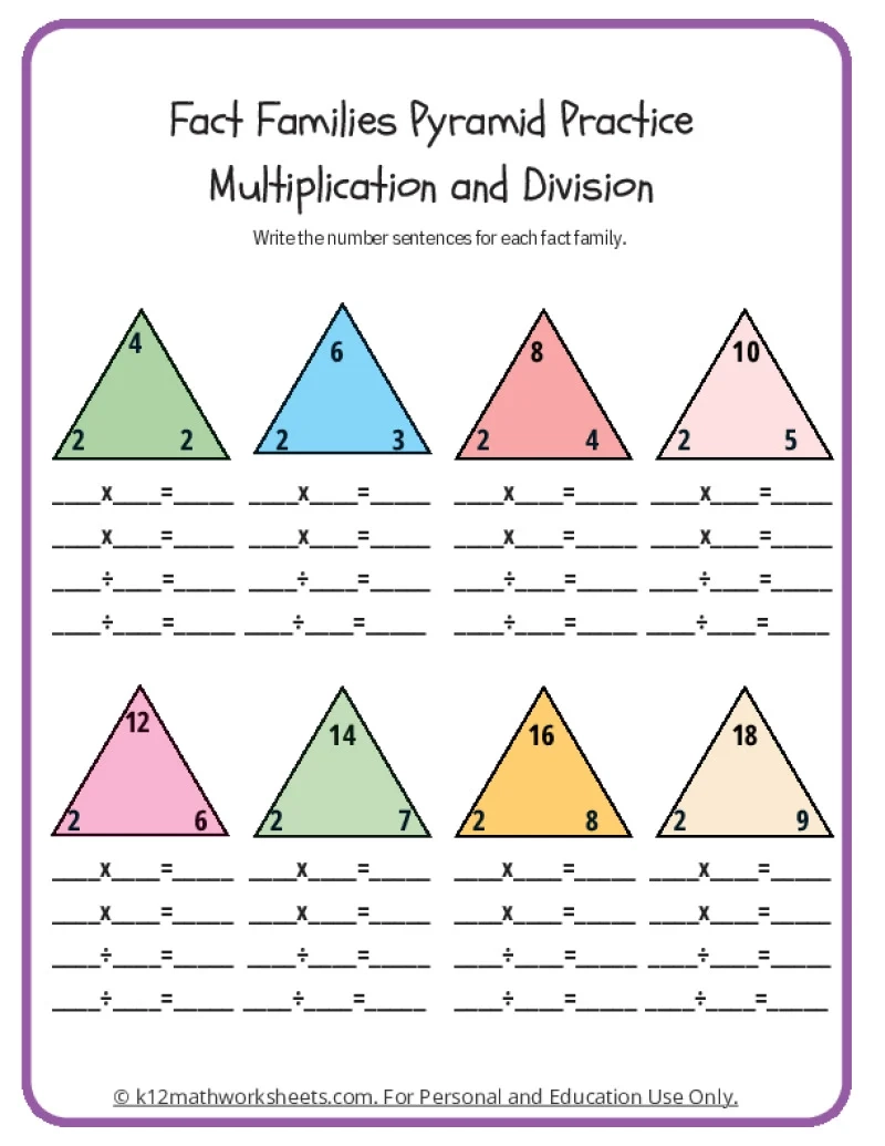 Free Printable Fact Family Worksheets