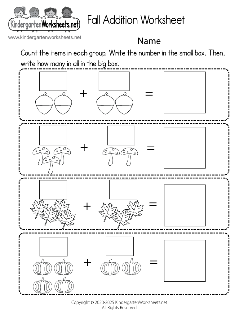 Fall Addition Worksheet Free Printable Digital amp PDF