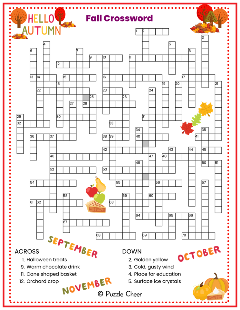 Free Printable Fall Crossword Puzzles