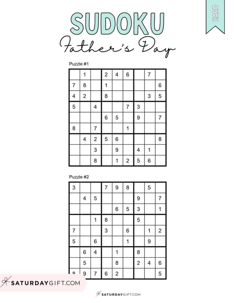 Father s Day Sudoku Puzzles Cute amp Free Printables SaturdayGift