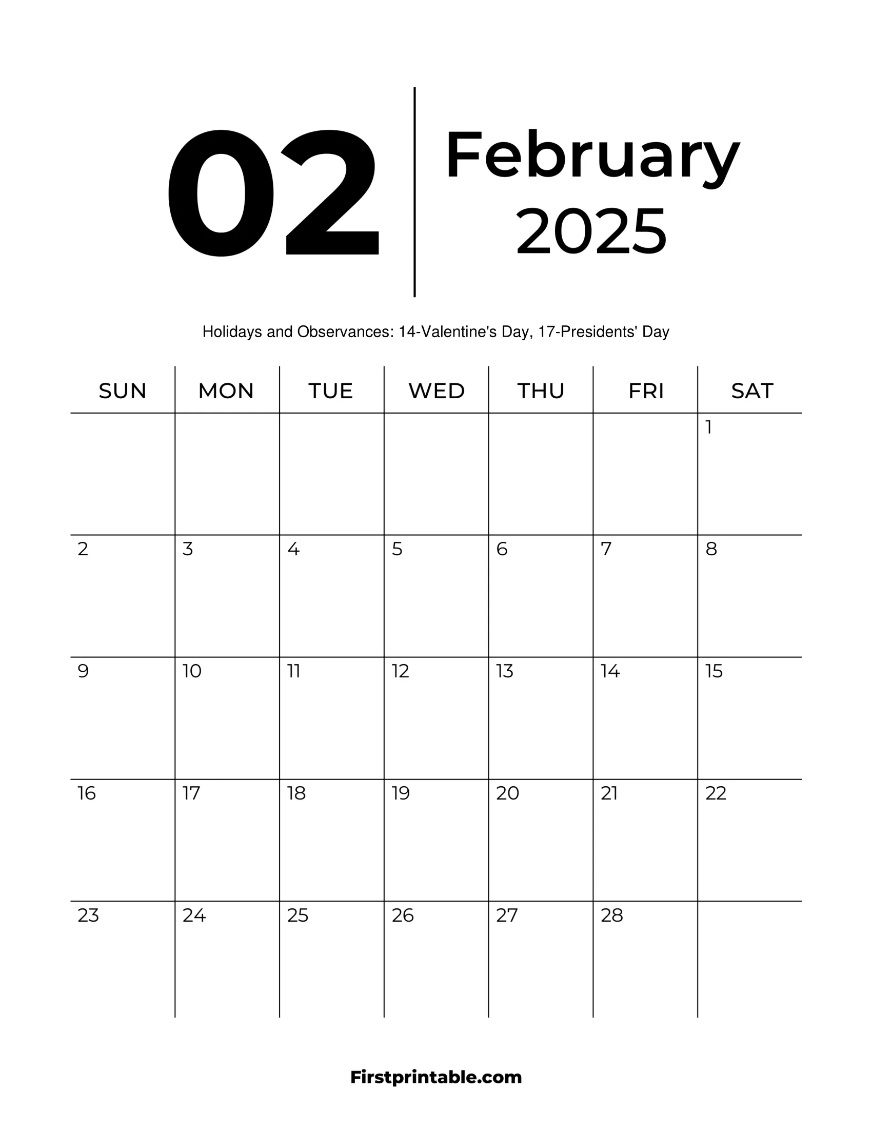 Blank Calendar Template Printable 2025