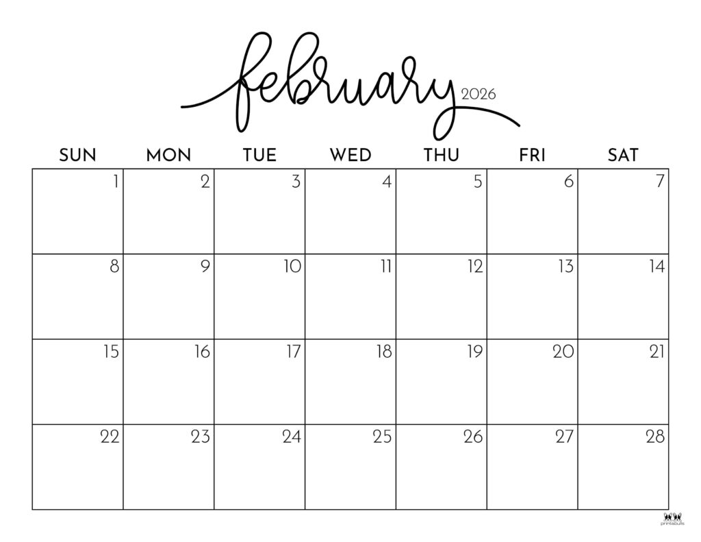 February 2026 Calendars 123 FREE Printables Printabulls