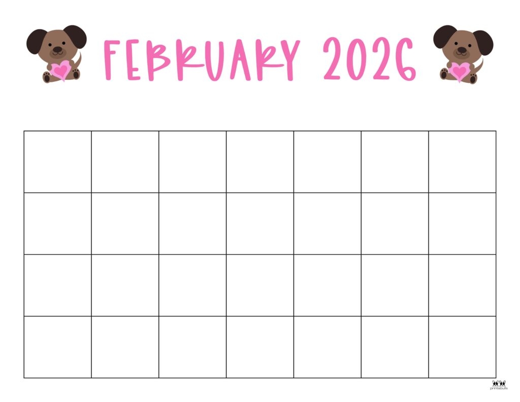 Blank February 2026 Calendar Printable Pdf
