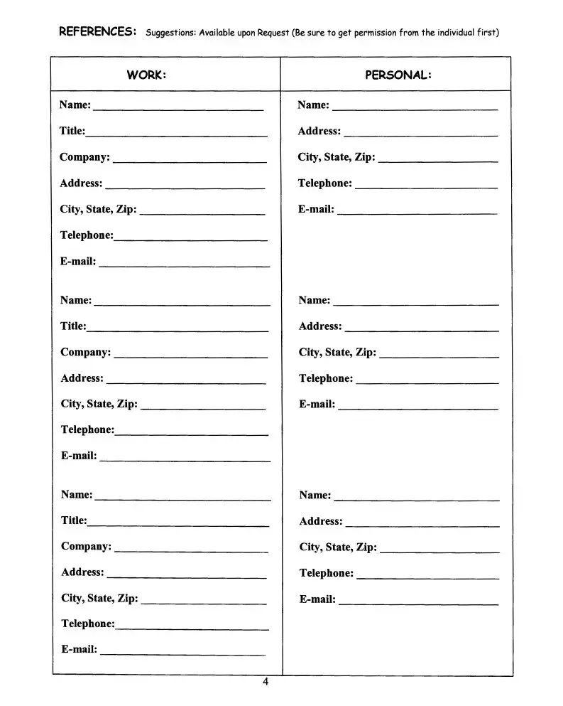 Fill In The Blank Resume Worksheet PDF Form FormsPal