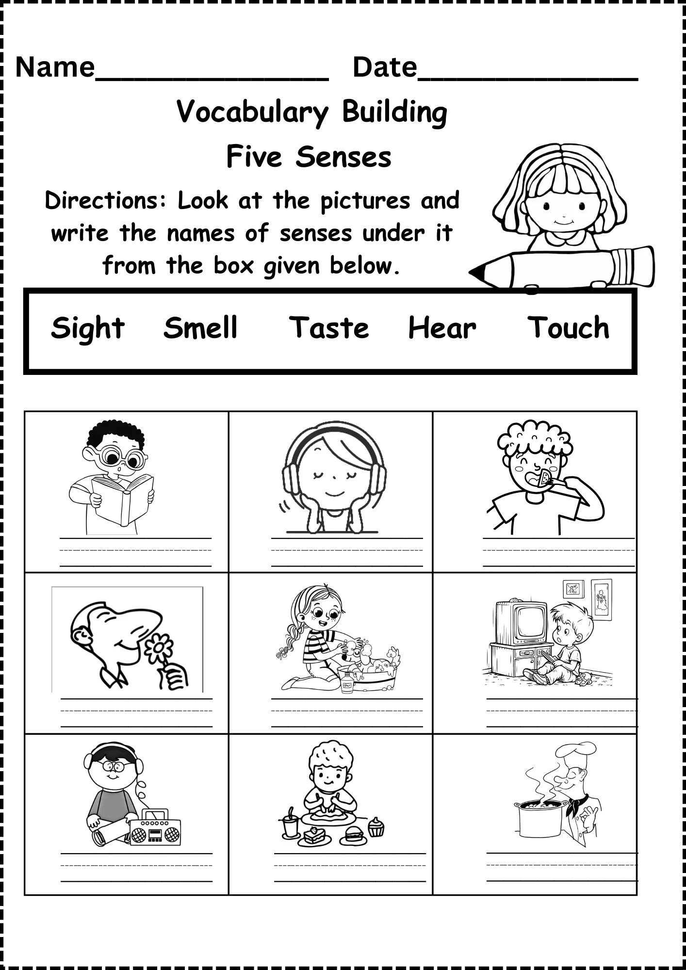 Five Senses Worksheets Free Printables