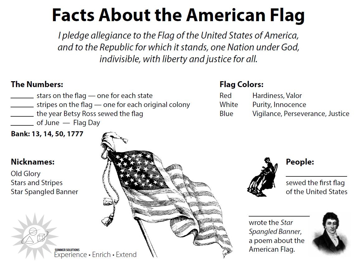 Flag Day Elementary School Workbooks Interleaving And 