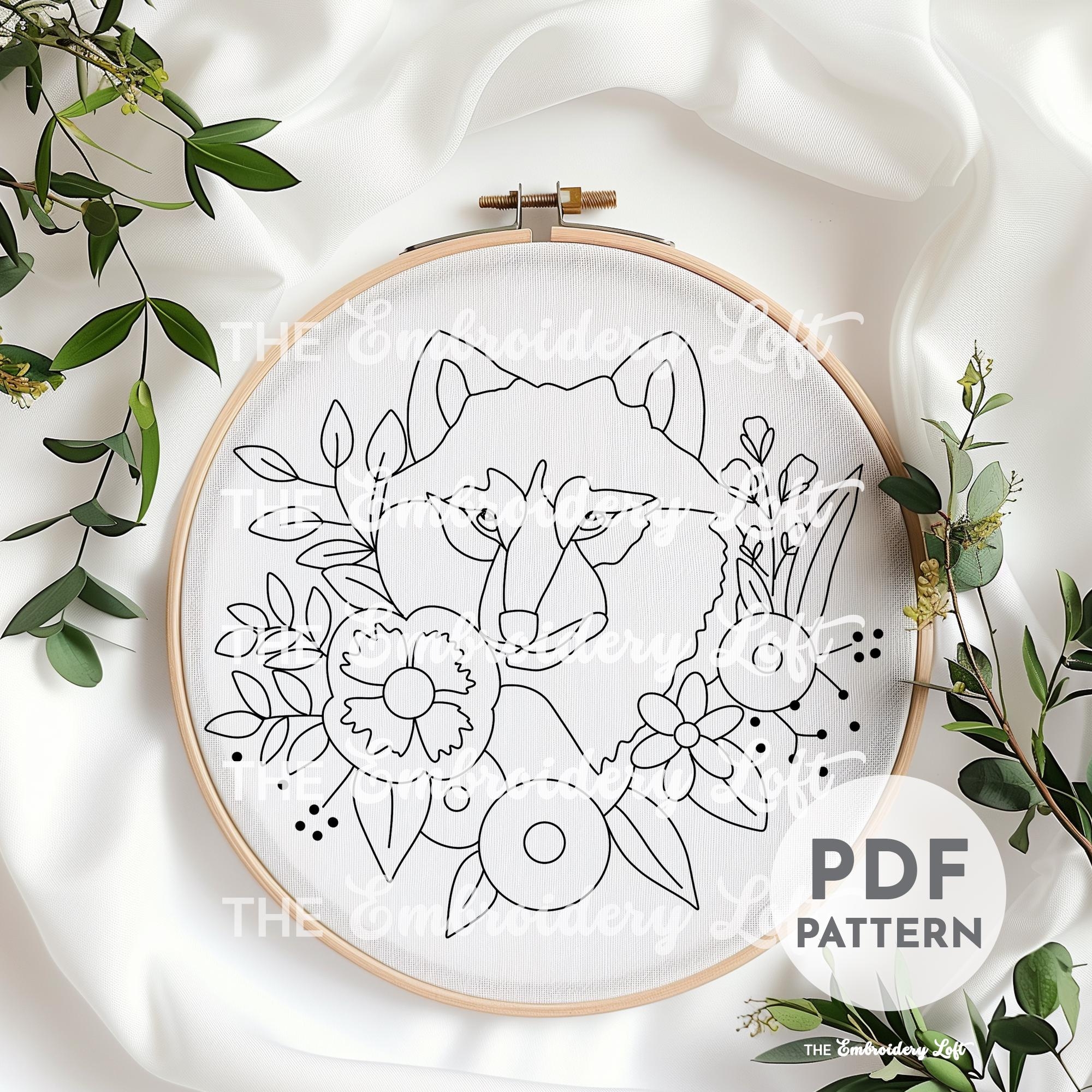 Printable Embroidery Sticky Design Wolf Pattern