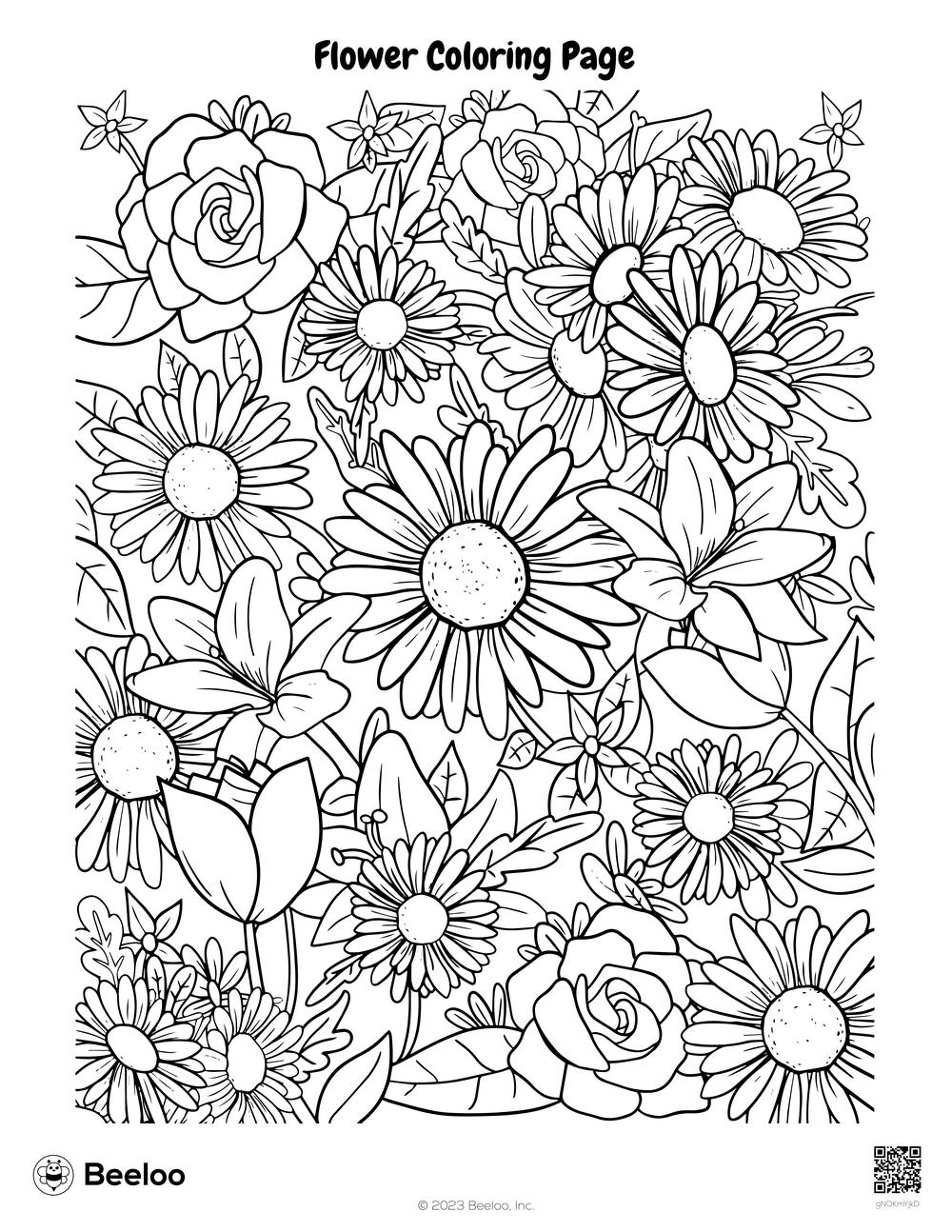 Printable Coloring Pages Flowers Designs