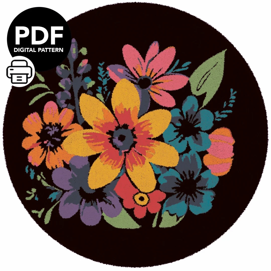 Flowers Rug Tufting Pattern PDF Etsy