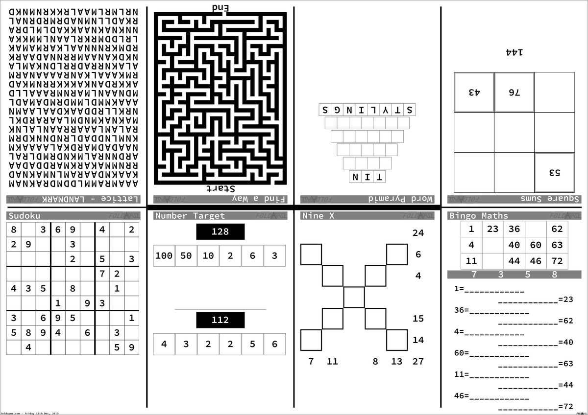 Printable Games And Puzzles