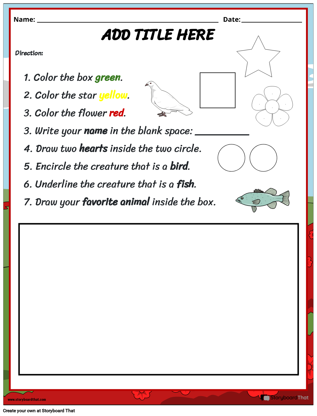 Following Directions Worksheet Printable
