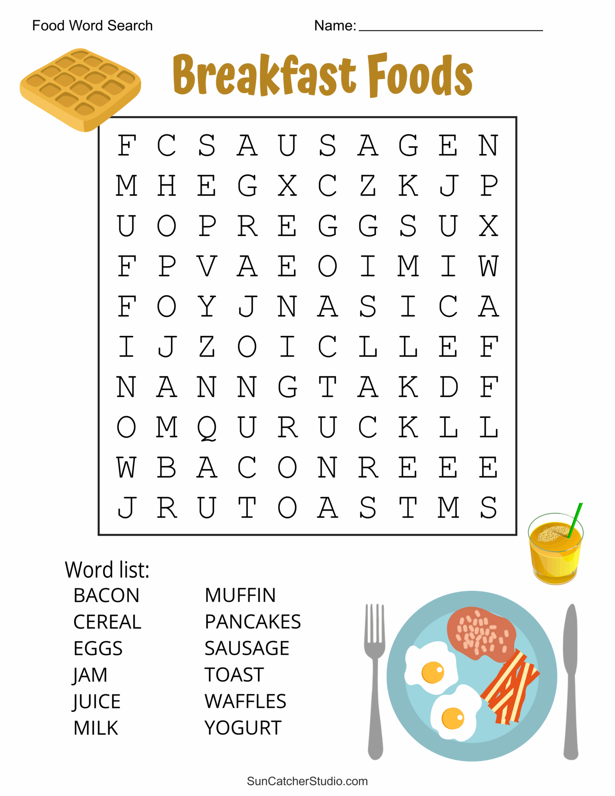 Food Word Search Puzzles Printable