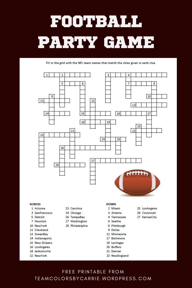 Free Printable Crossword Puzzles Football