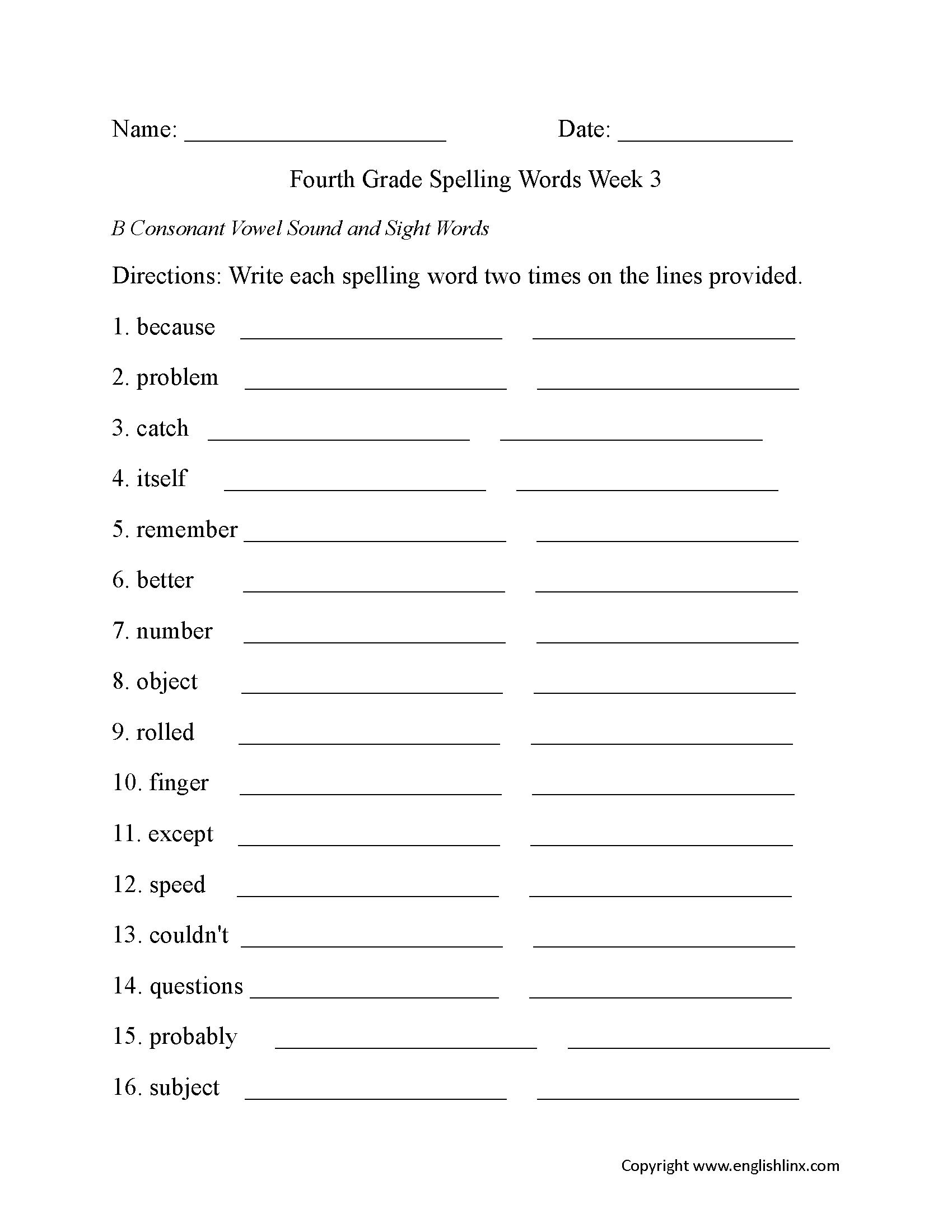 Printable Worksheets For 4th Graders