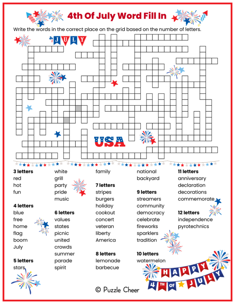 4th Of July Puzzles Printable