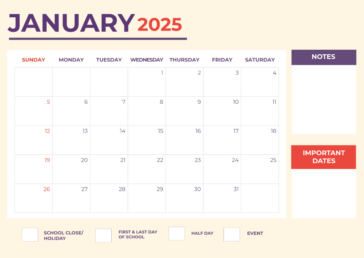 Free 2025 Academic Calendar Template To Edit Online