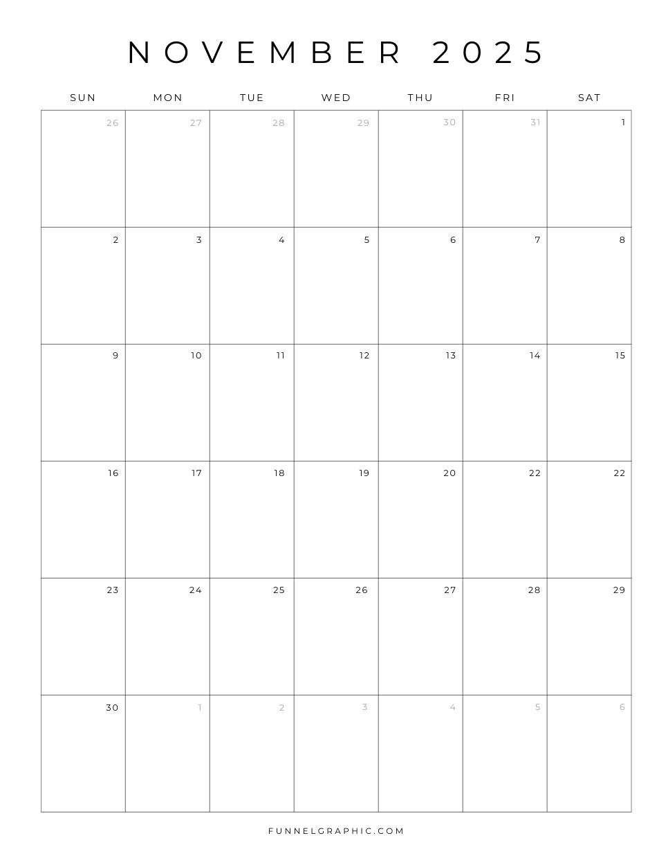November 2025 Calendar Free