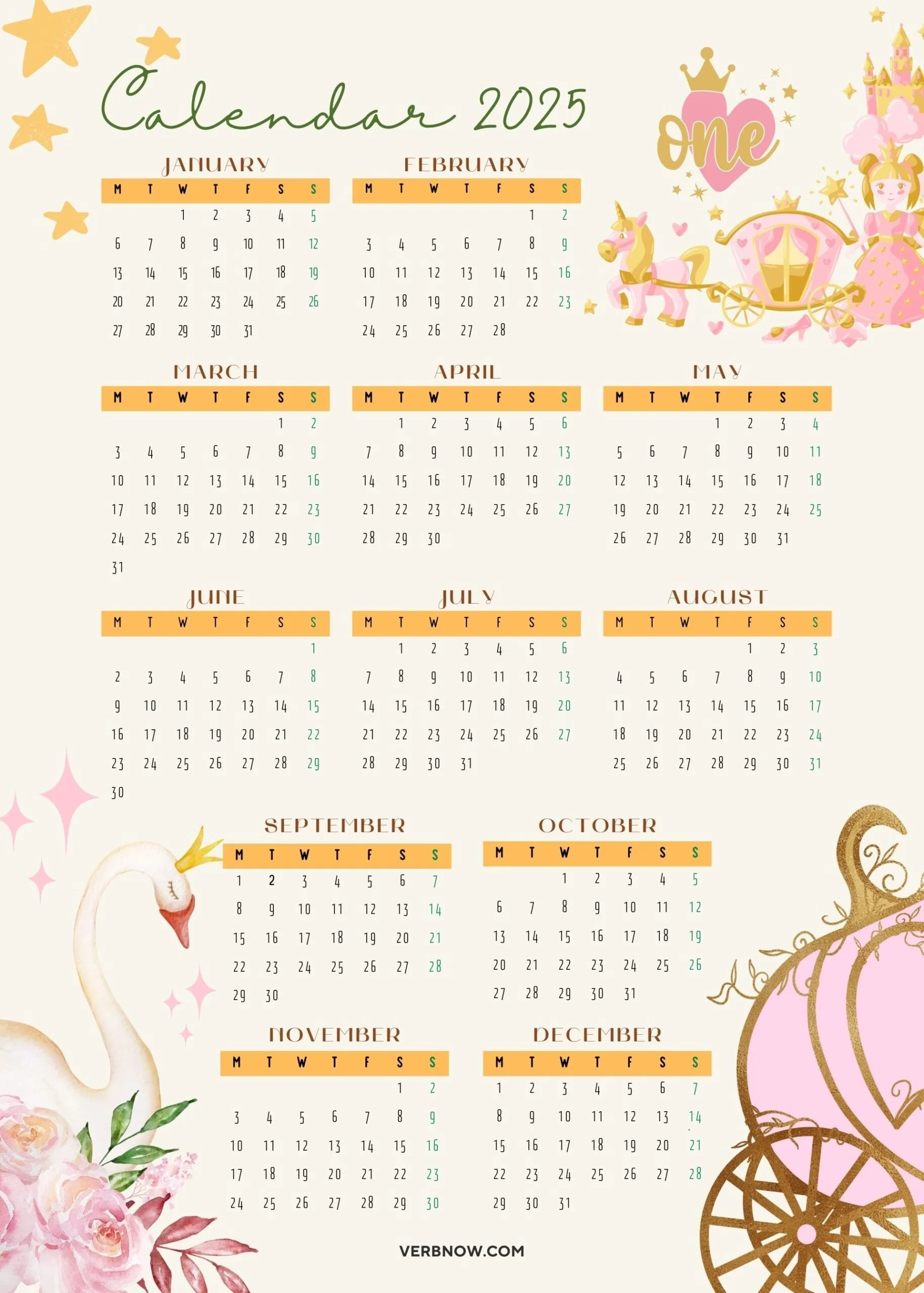 2025 Yearly Calendar Printable Free Pdf