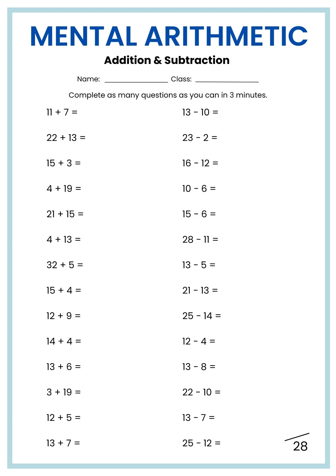 Free Printable Third Grade Math Worksheets