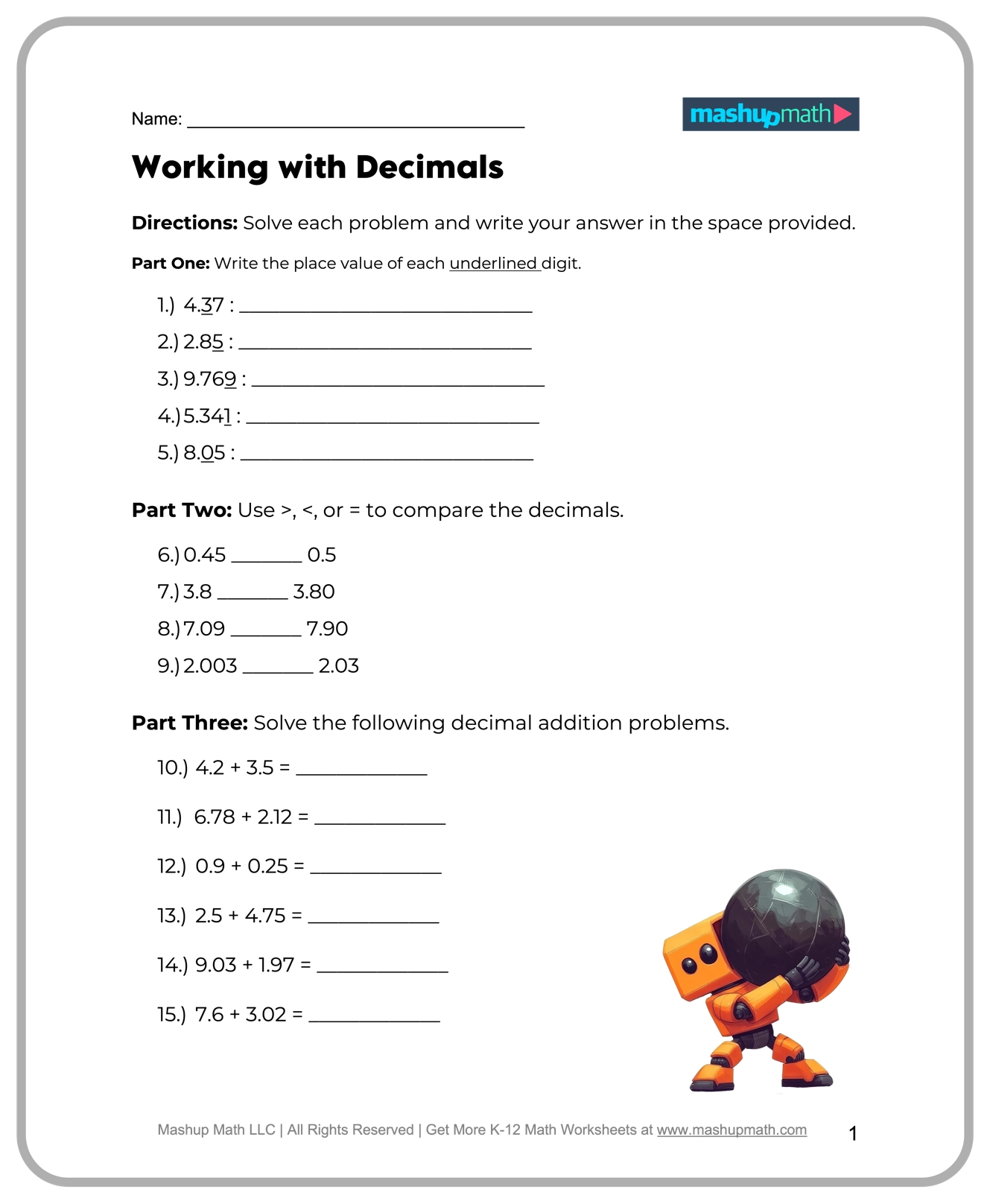 5th Grade Printable Worksheets