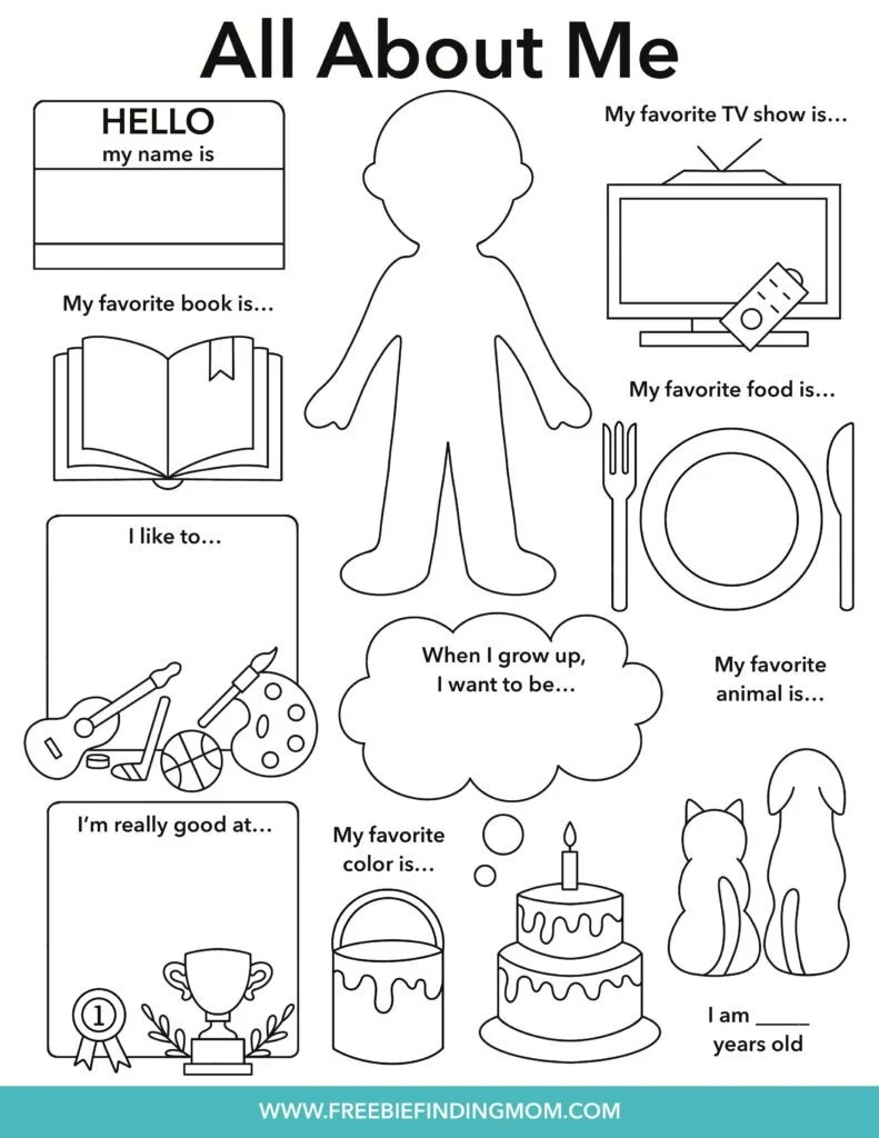 All About Me Worksheet Printable Free