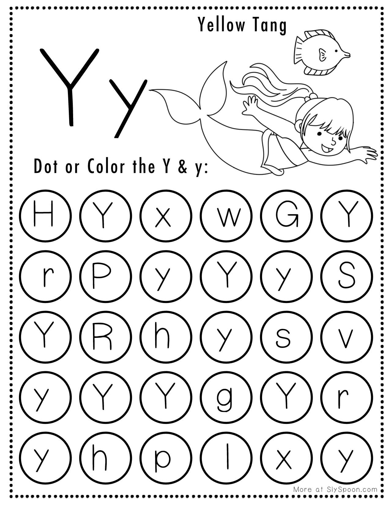Letter Y Printable Worksheets
