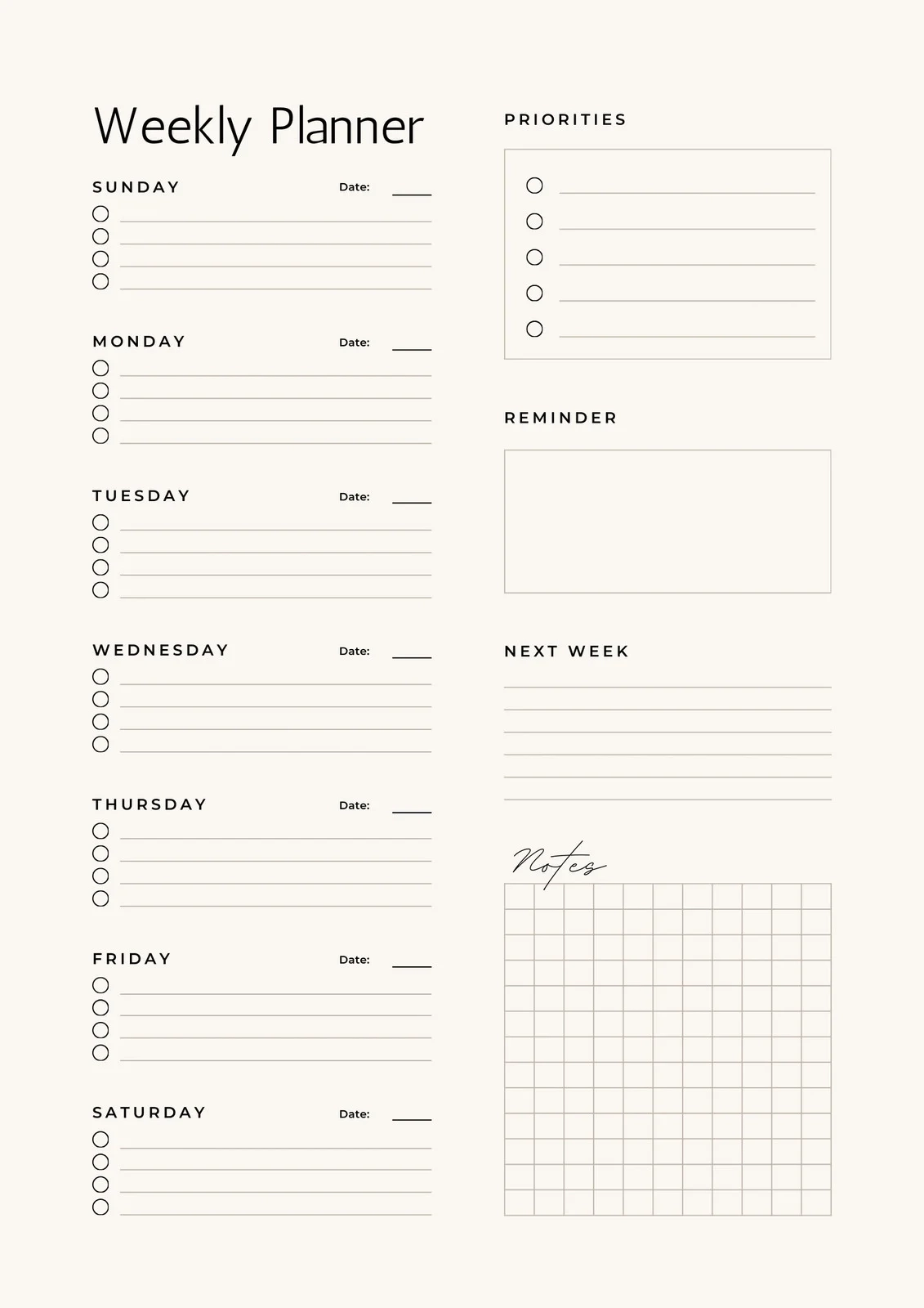 Free And Customizable Weekly Planner Templates Canva