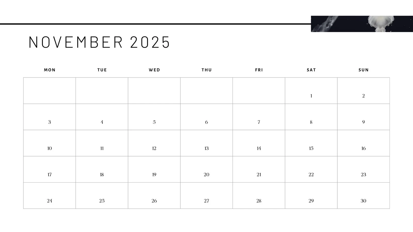 Blank Calendar For November 2025