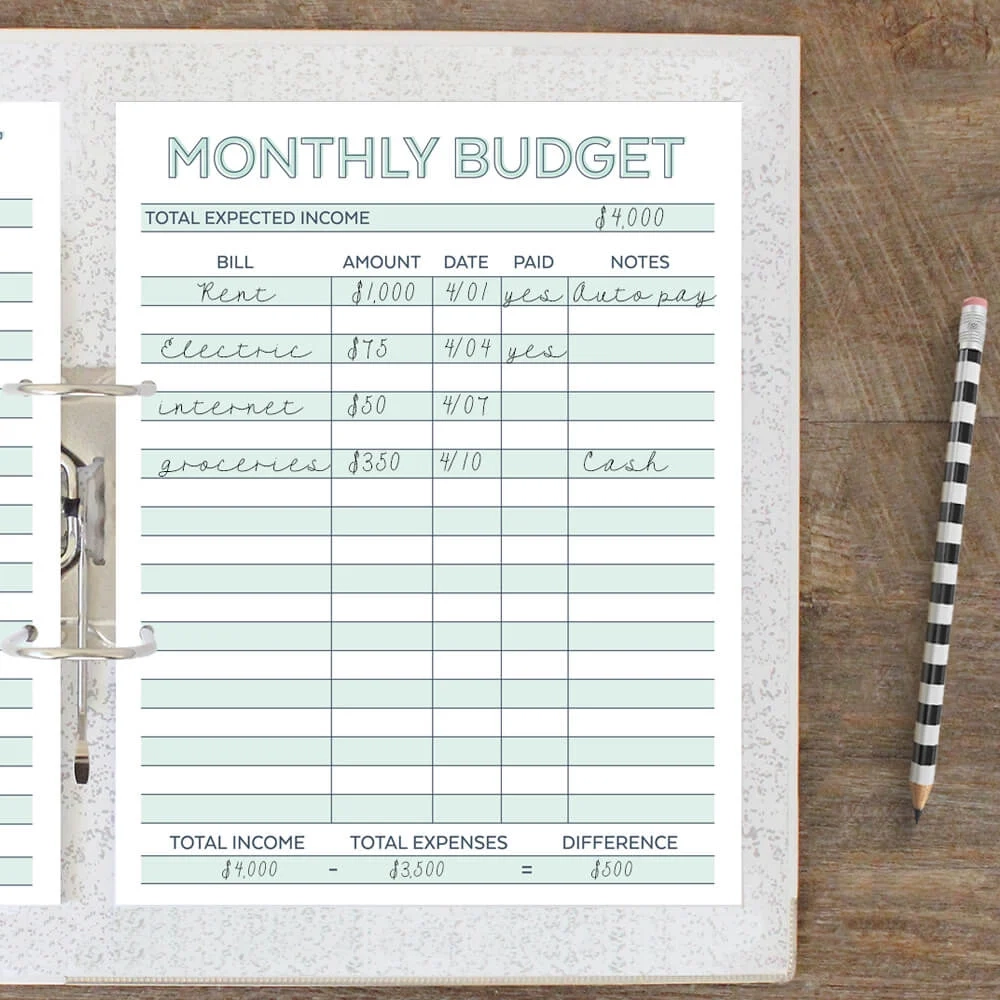 Low Income Budget Beginner Printable Budget Worksheet