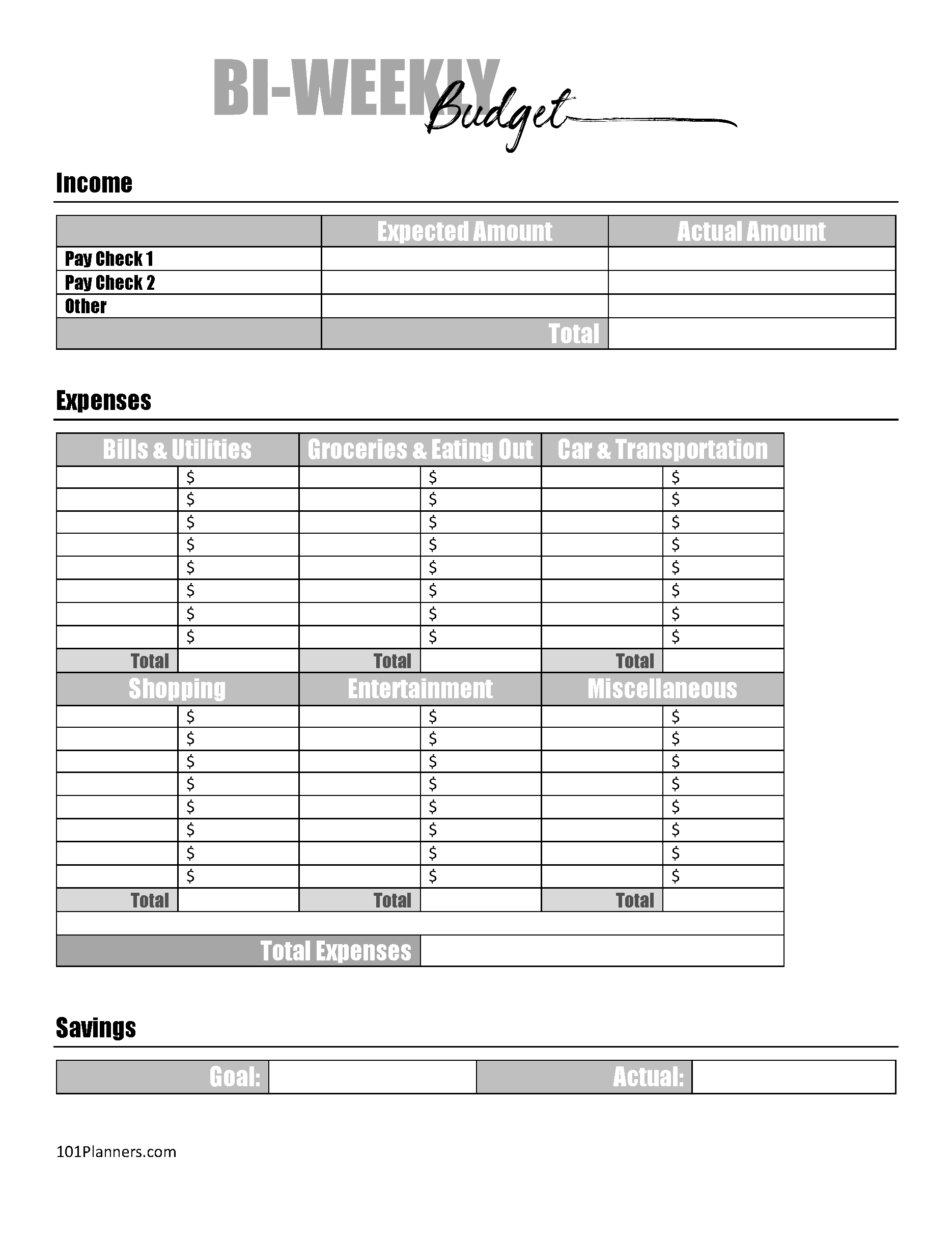 Printable Budget Worksheet Free Pdf