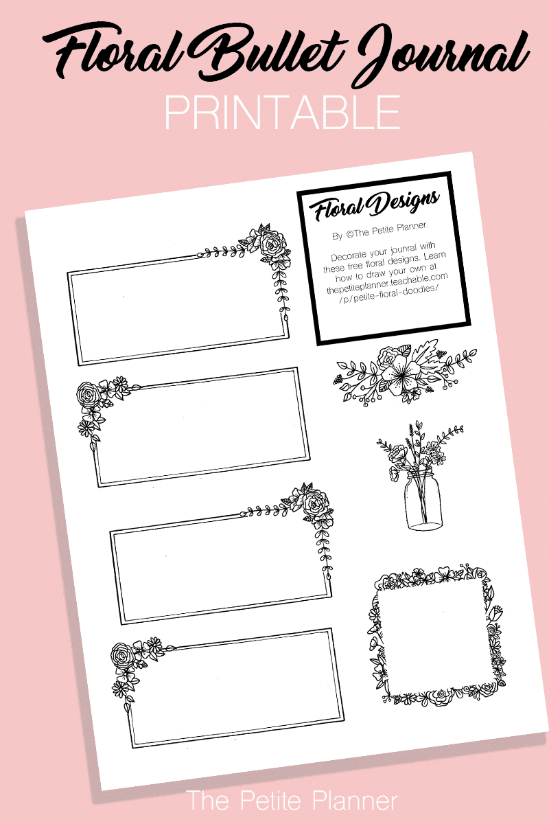 Free Bullet Journal Printable Floral Doodle Boxes The Petite Planner