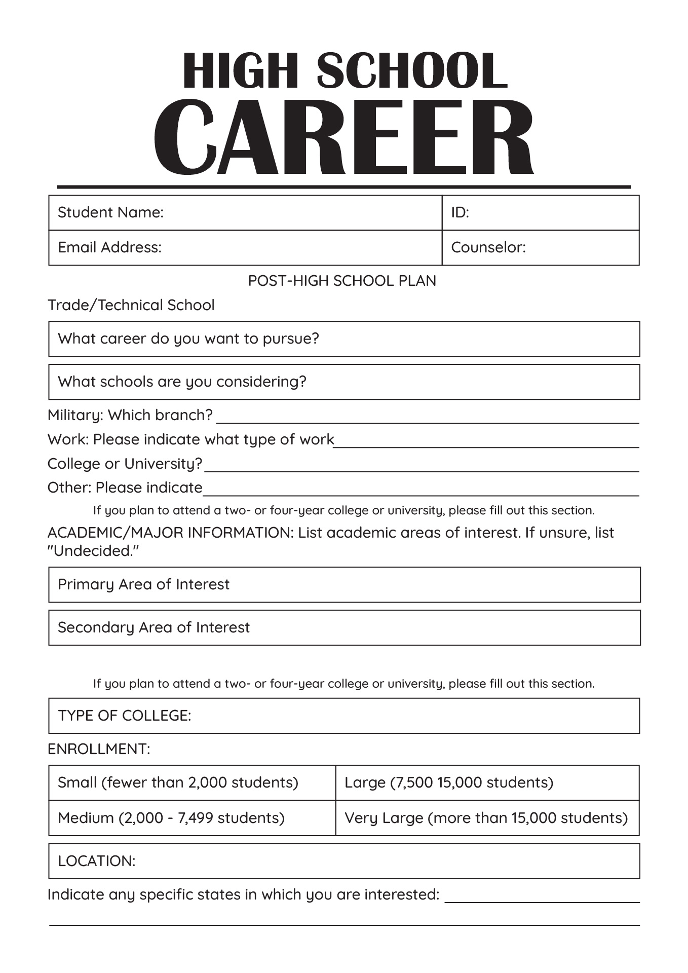 Free Career Worksheet For Middle School Download Free Career 