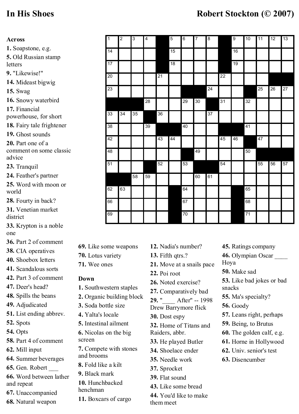Printable Crossword Puzzles 7