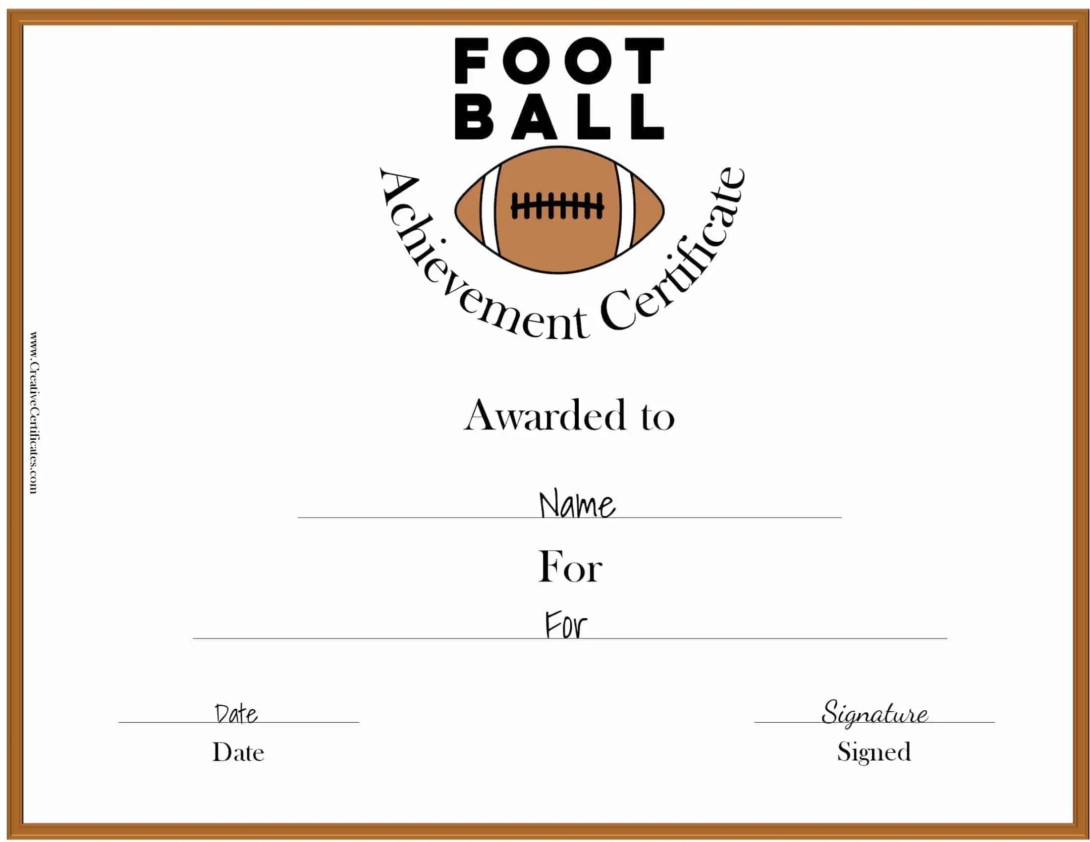 Printable Football Award Certificate Template
