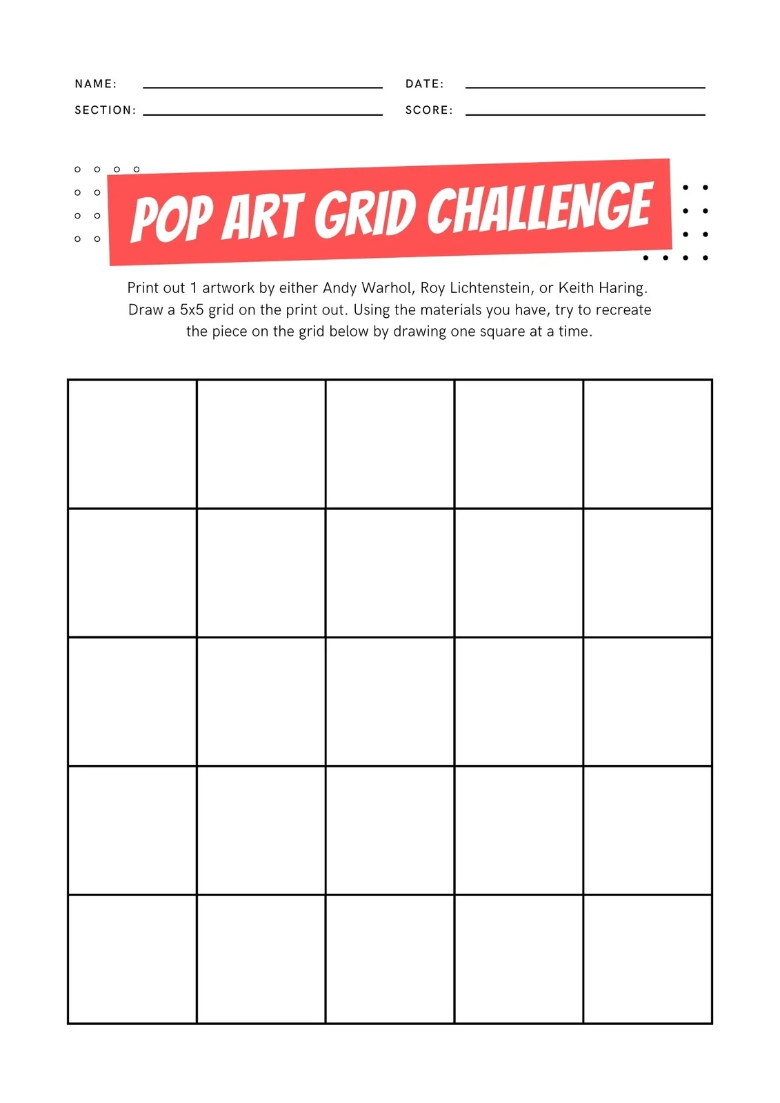 Art Worksheets Printable