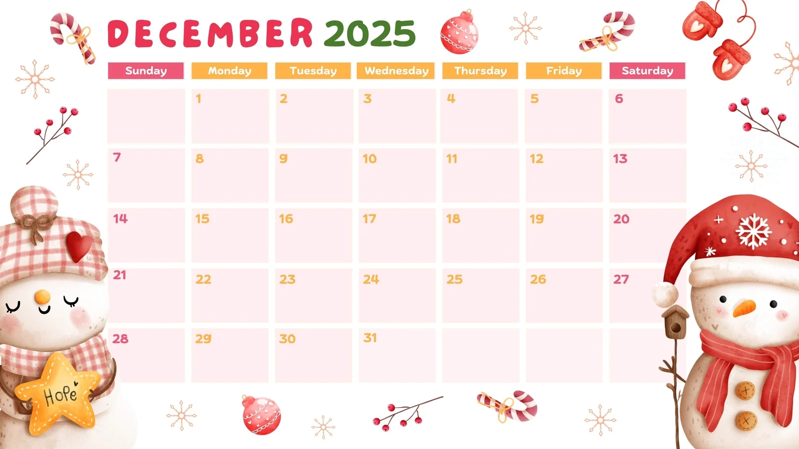 Free Custom Printable Christmas Calendar Templates Canva