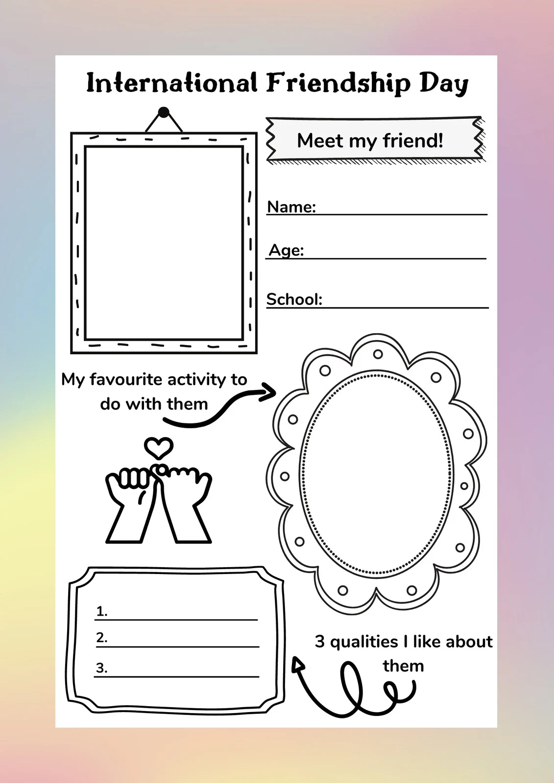 Free Printable Friendship Worksheets Pdf