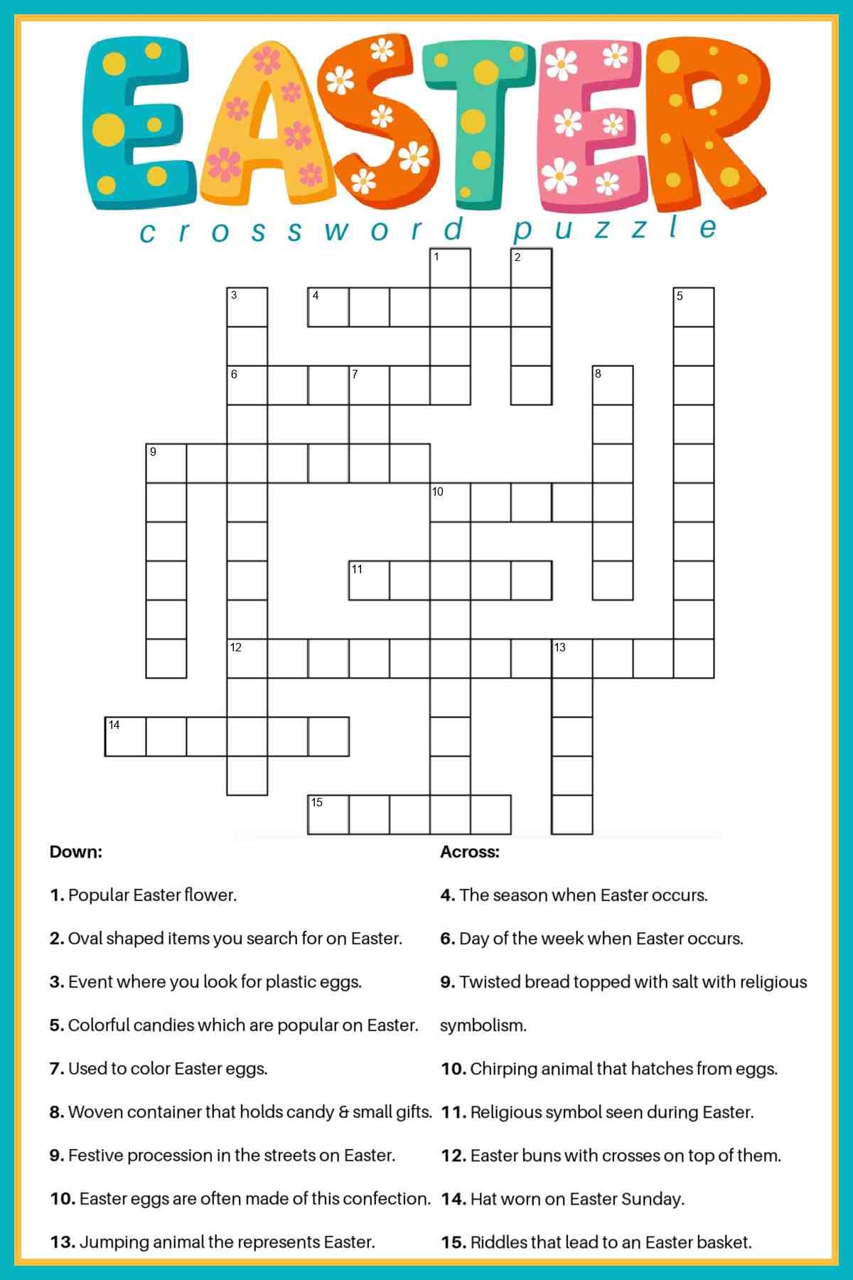 Printable Large Letter Crossword Puzzles