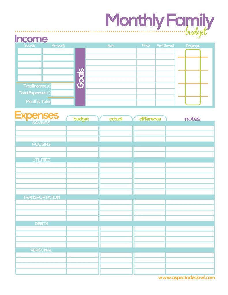 Free Printable Household Budget Worksheet
