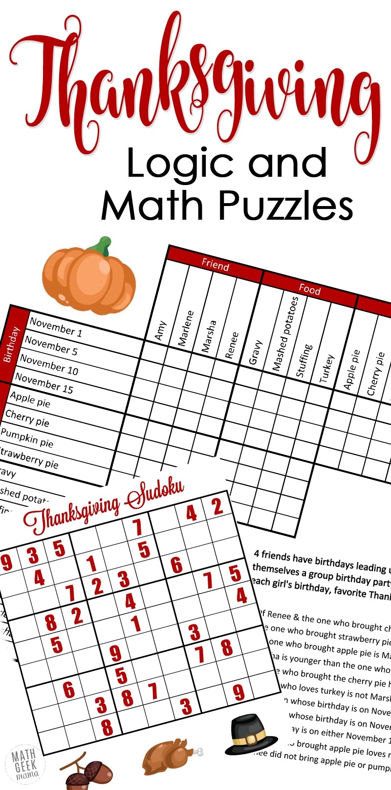 Free Printable Thanksgiving Matrix Logic Puzzles