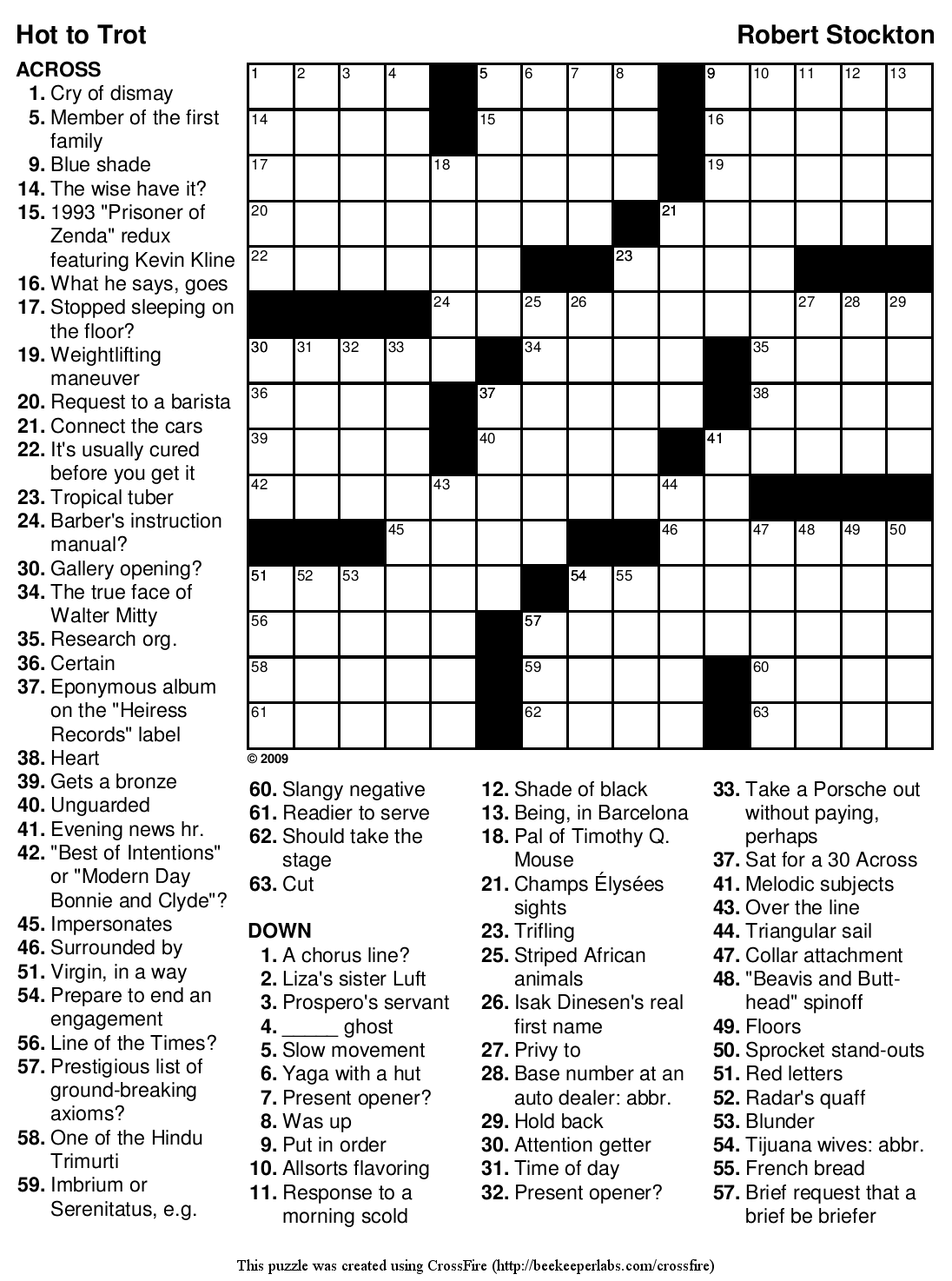 Free Hard amp Easy Crossword Puzzle 90 Hot To Trot Beekeeper 